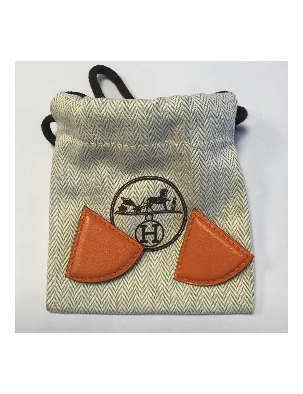 Clips HERMES orange leather earrings