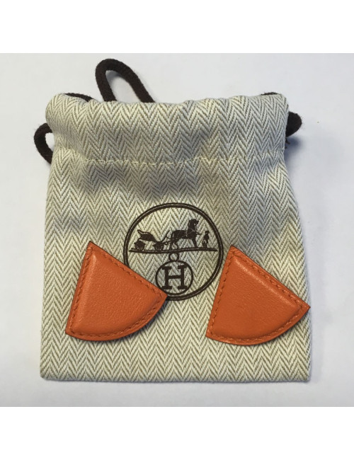 Clips HERMES orange leather earrings