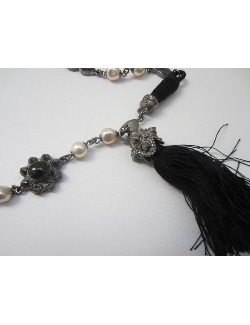 Sautoir long noir Pompon CHANEL