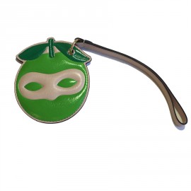 DELVAUX masked keyholder in green and pink leather