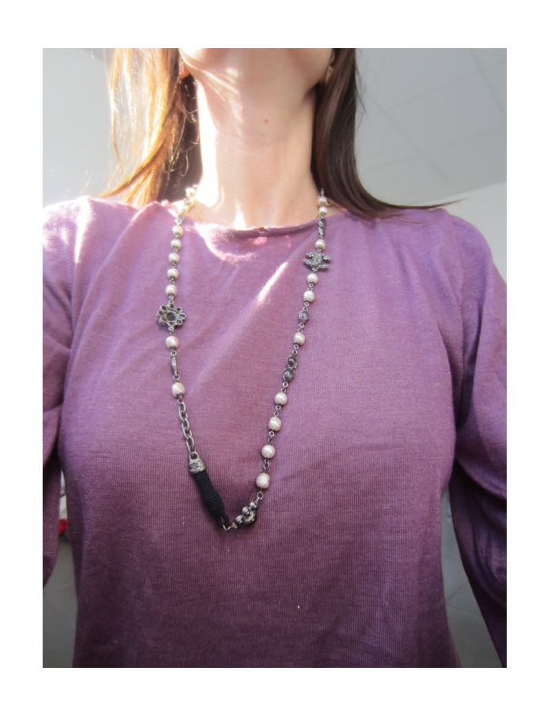 Sautoir long noir Pompon CHANEL