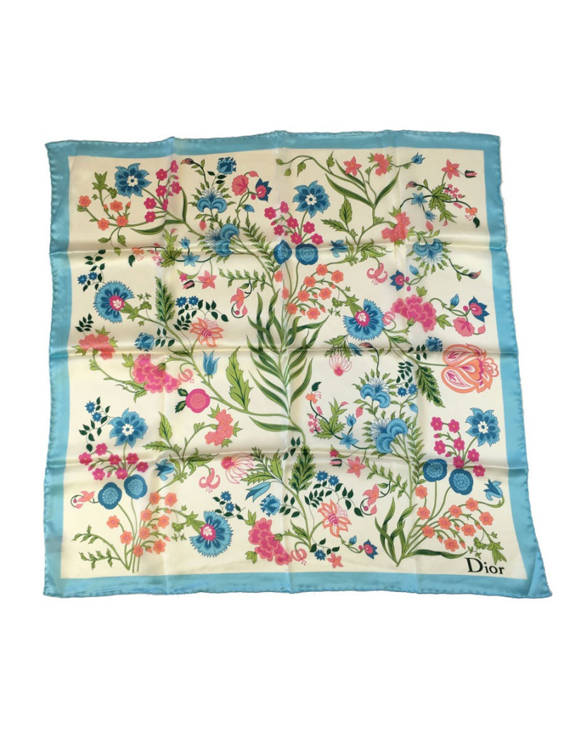DIOR silk scarf blue and ivory