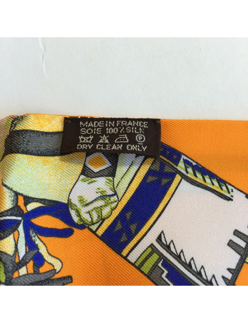 HERMES twilly in orange, yellow and red silk Maxi