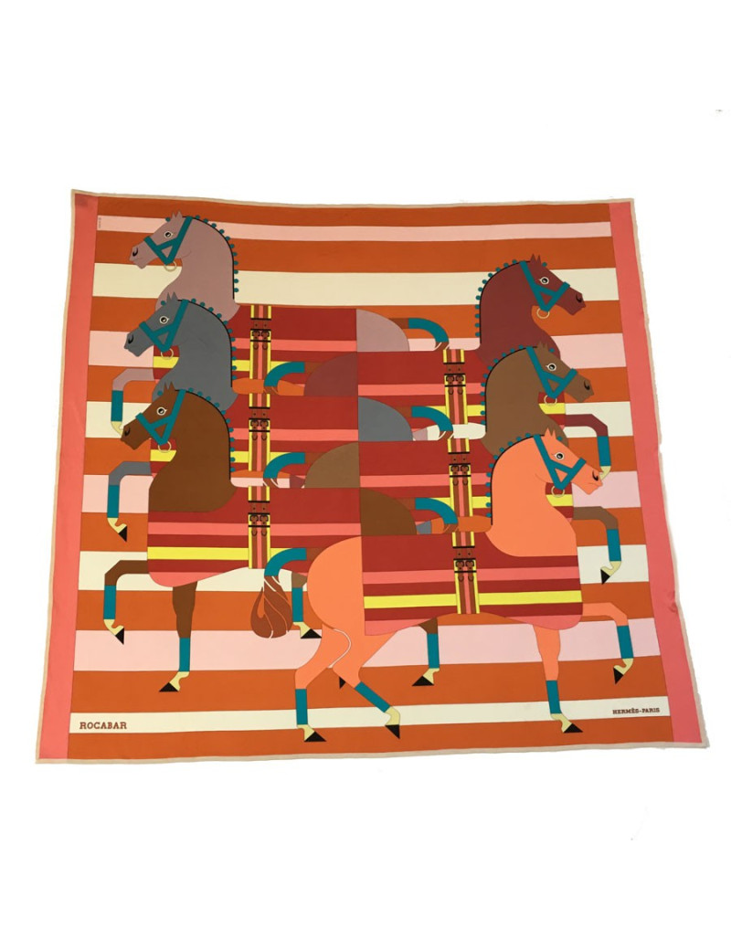 xxx Carré HERMES "Rocabar" en soie multicolore