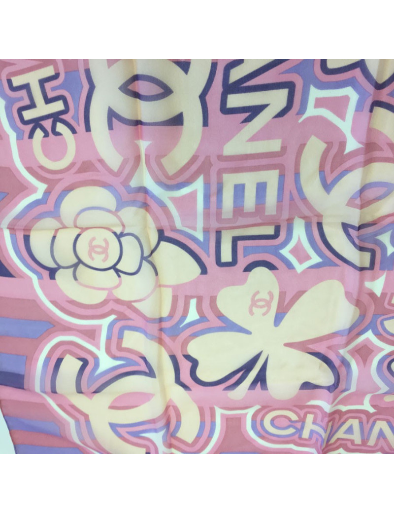 CHANEL silk scarf pink