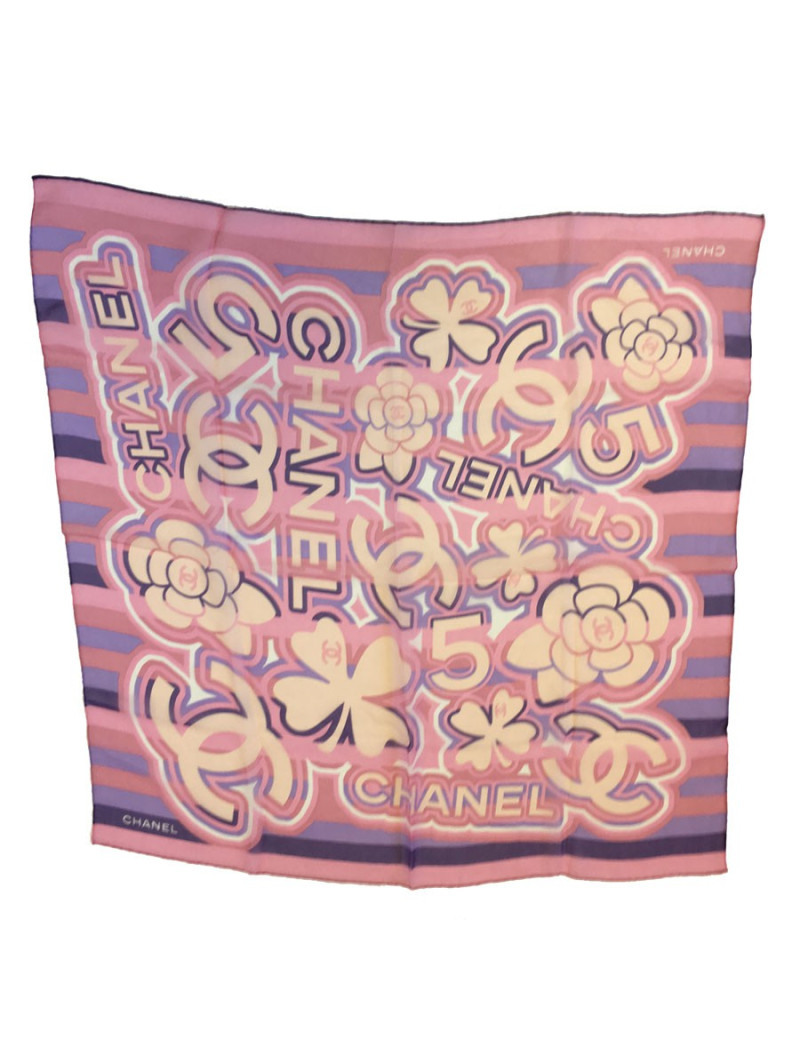 CHANEL silk scarf pink