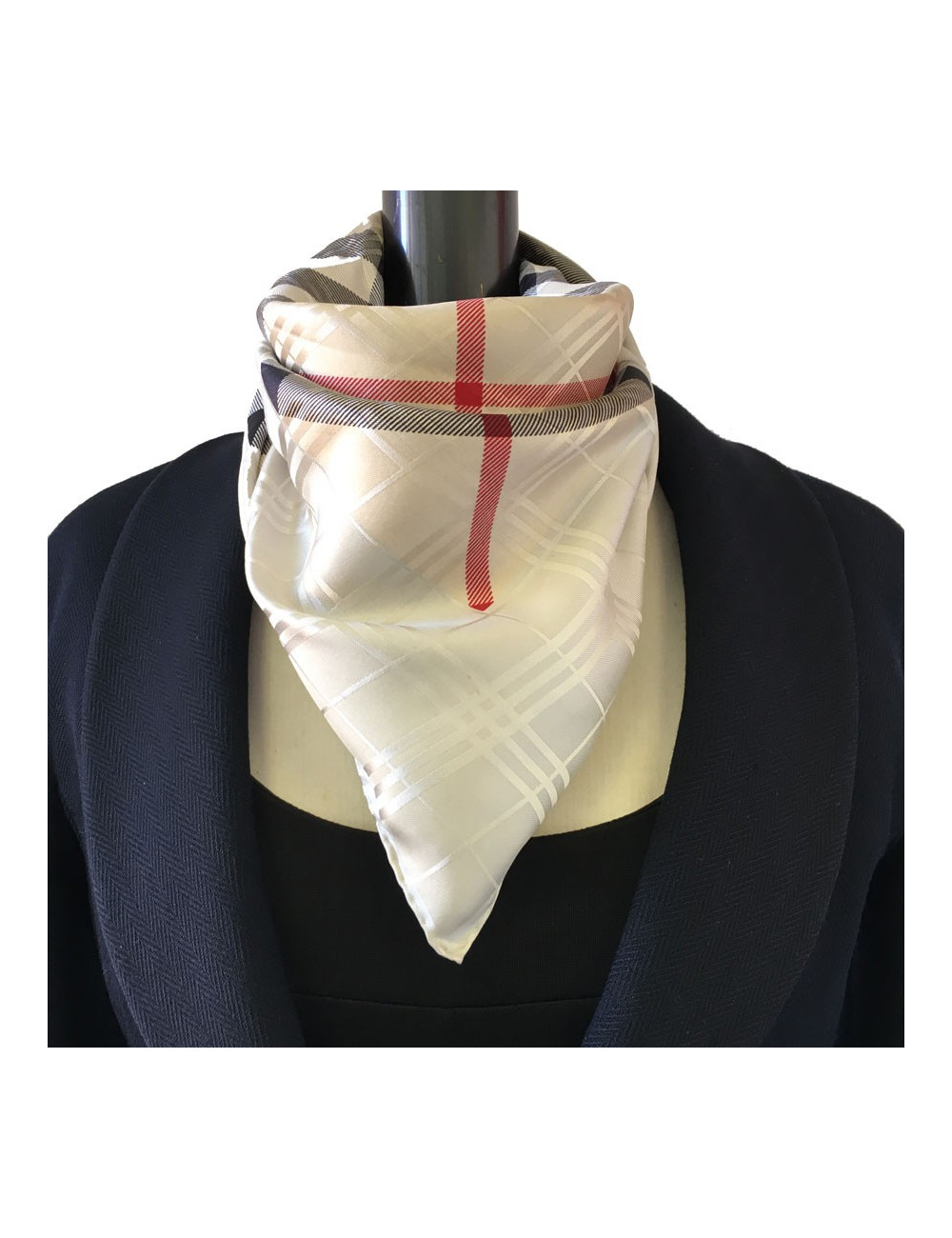 Foulard BURBERRY en soie taupe