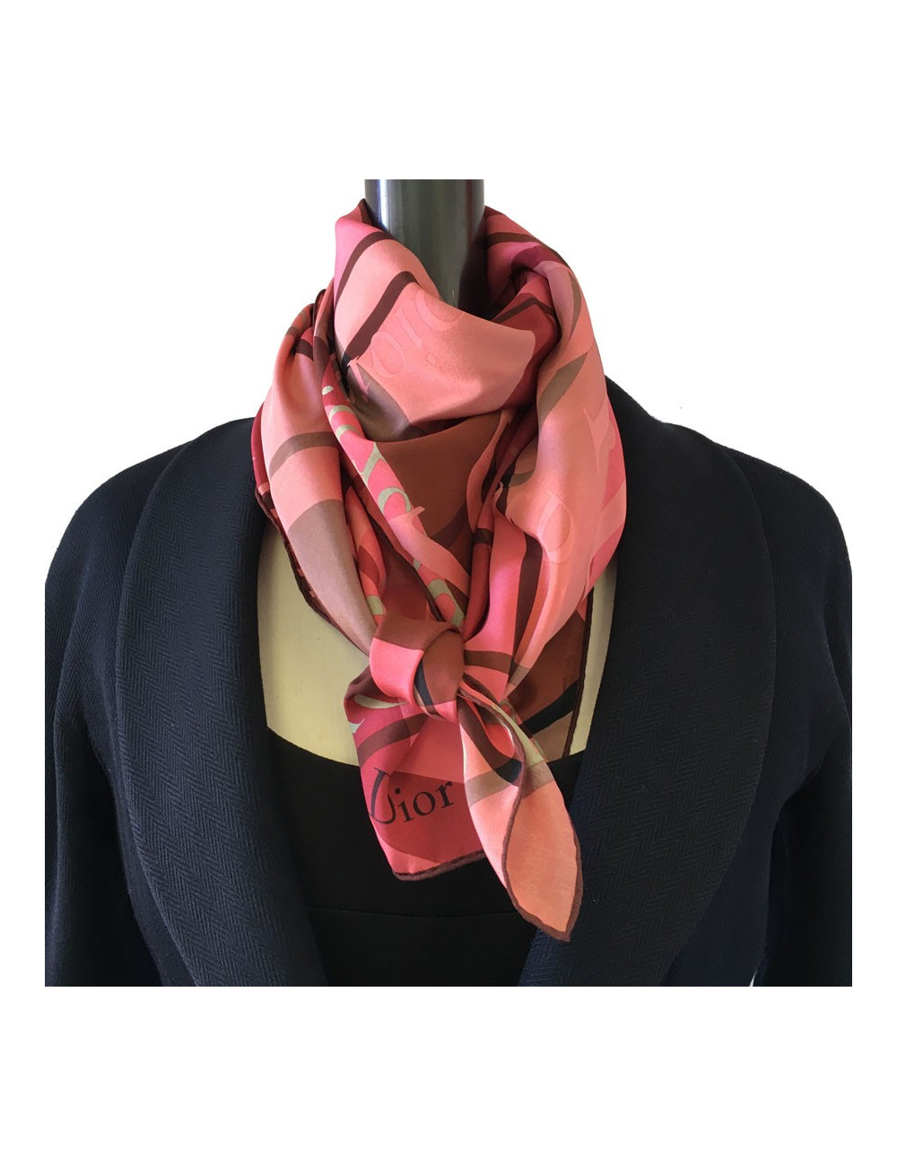 CHRISTIAN DIOR silk scarf pink