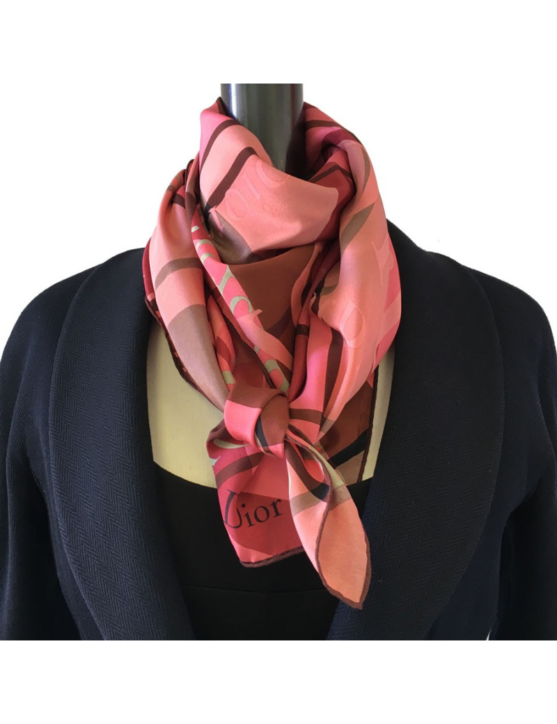 CHRISTIAN DIOR silk scarf pink