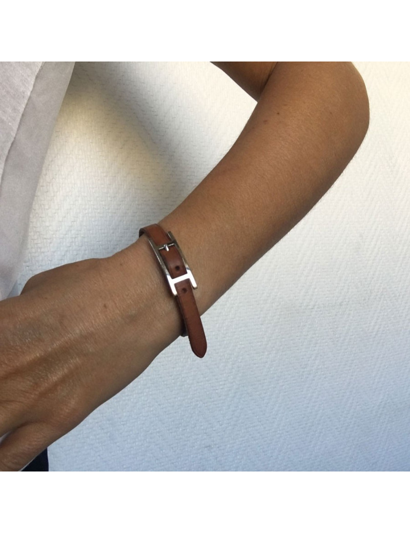 Bracelet HERMES  cuir naturel