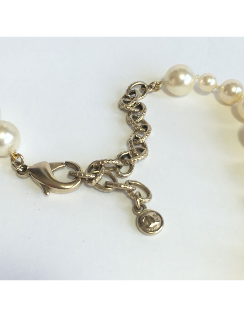 Sautoir CHANEL double en perles et strass