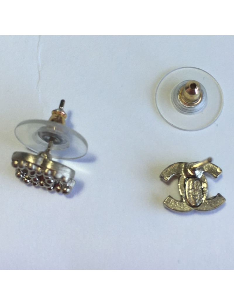 Boucles d'oreille CHANEL "CC" or pâle