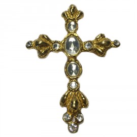 Broche CHRISTIAN LACROIX croix dorée Vintage