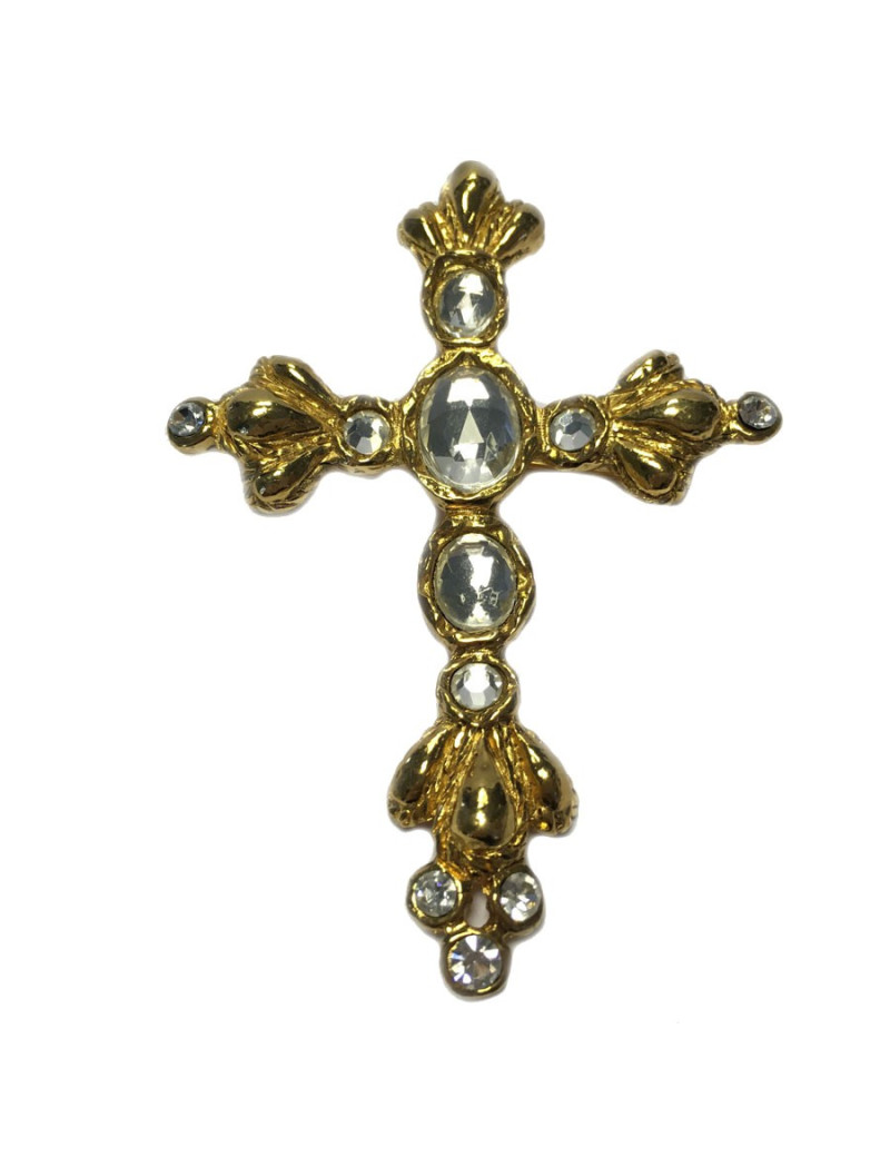 Broche CHRISTIAN LACROIX croix dorée