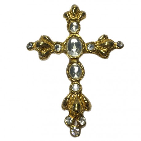 Broche CHRISTIAN LACROIX croix dorée