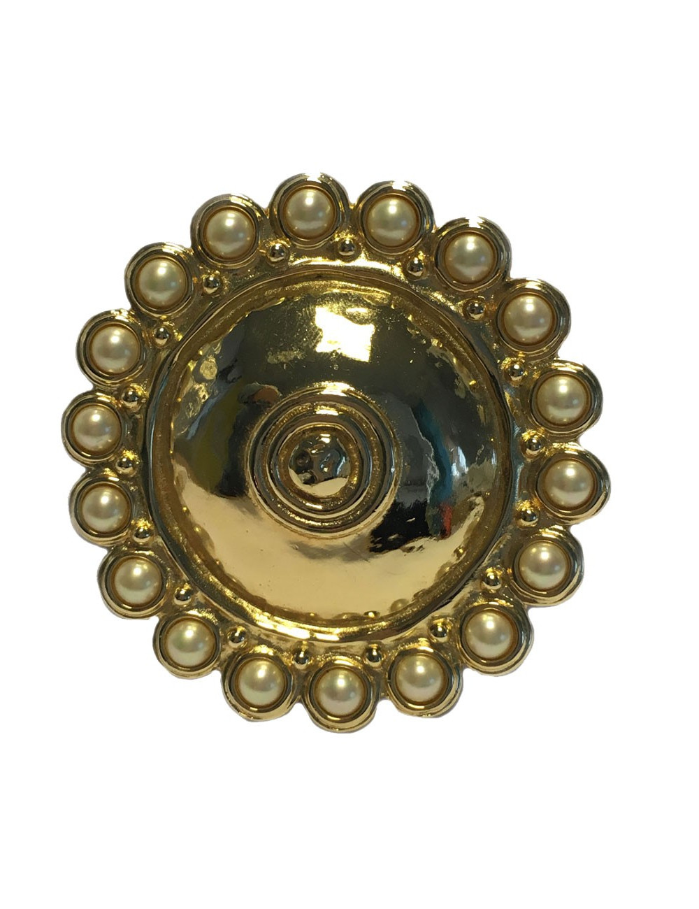 Broche CHRISTIAN DIOR dorée et perlée Vintage