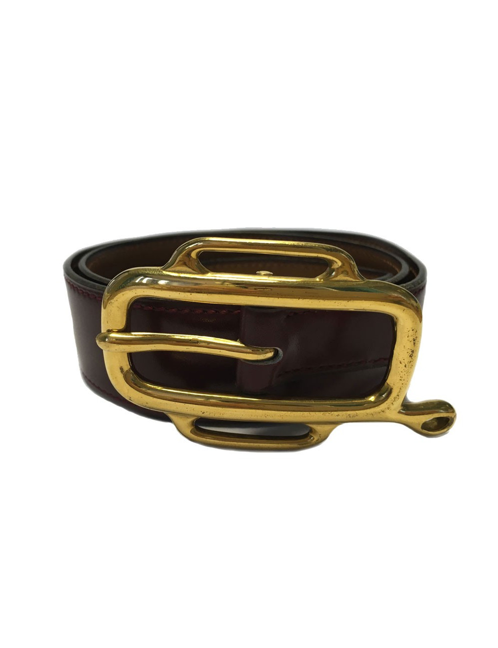 Ceinture HERMES cuir box bordeaux Vintage