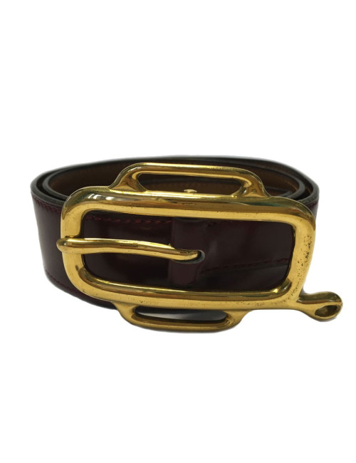 Ceinture HERMES cuir box bordeaux Vintage