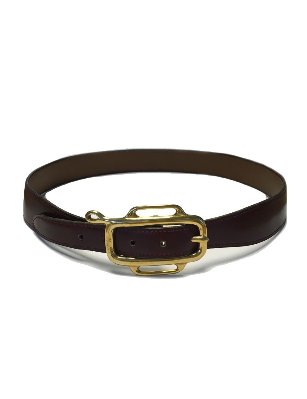 Belt HERMES leather Burgundy box Vintage