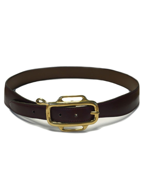 Belt HERMES leather Burgundy box Vintage