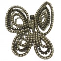 Grande broche DIOR papillon en ruthénium et perles nacrées grises