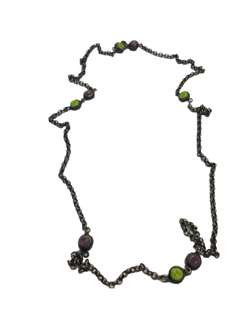 Collier Marguerite de Valois chaîne argent vieilli