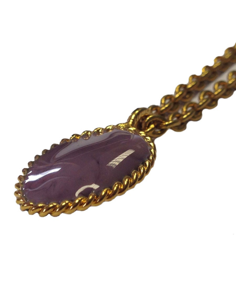 Collier Marguerite de Valois cabochon mauve