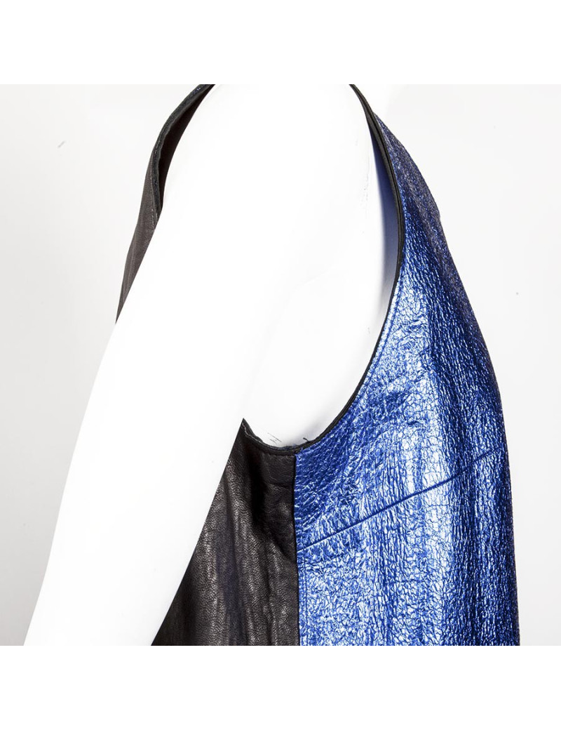 Dress PHILLIP LIM metallic blue leather T 8 US / ^ 40 en