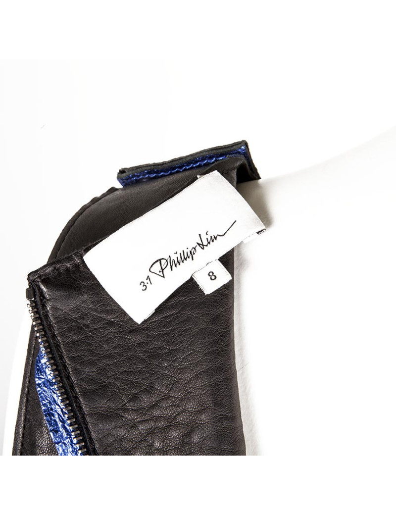 Robe PHILLIP LIM cuir bleu métallisé