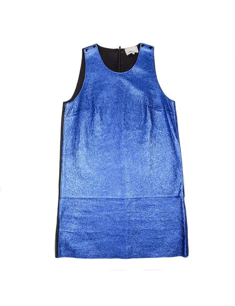 Robe PHILLIP LIM cuir bleu métallisé