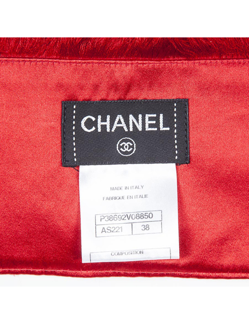 CHANEL T38 en red Duchess silk skirt