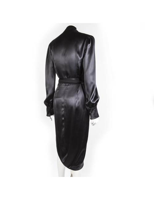 YVES SAINT LAURENT T 38 en black silk dress