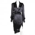 YVES SAINT LAURENT T 38 en black silk dress