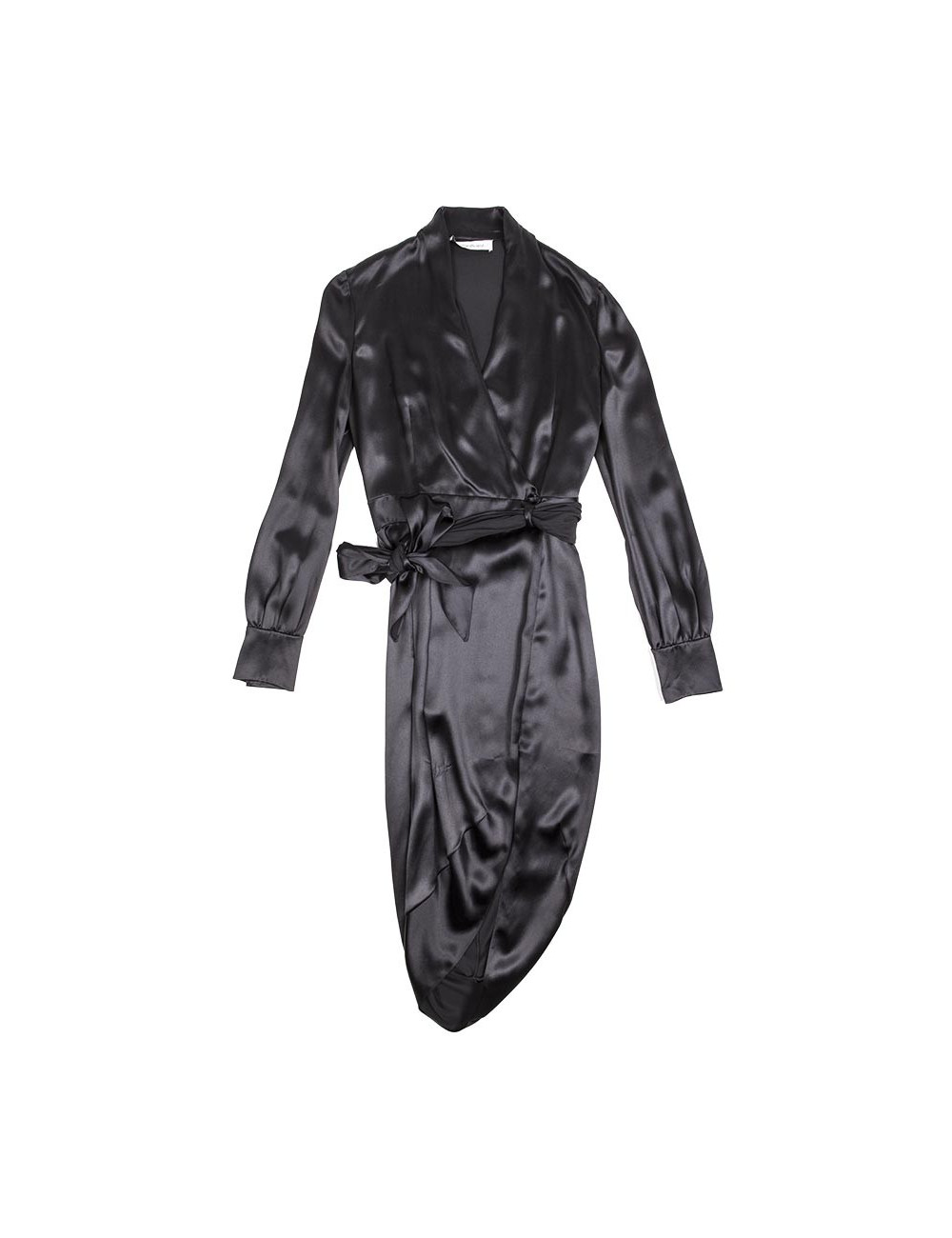 YVES SAINT LAURENT T 38 en black silk dress