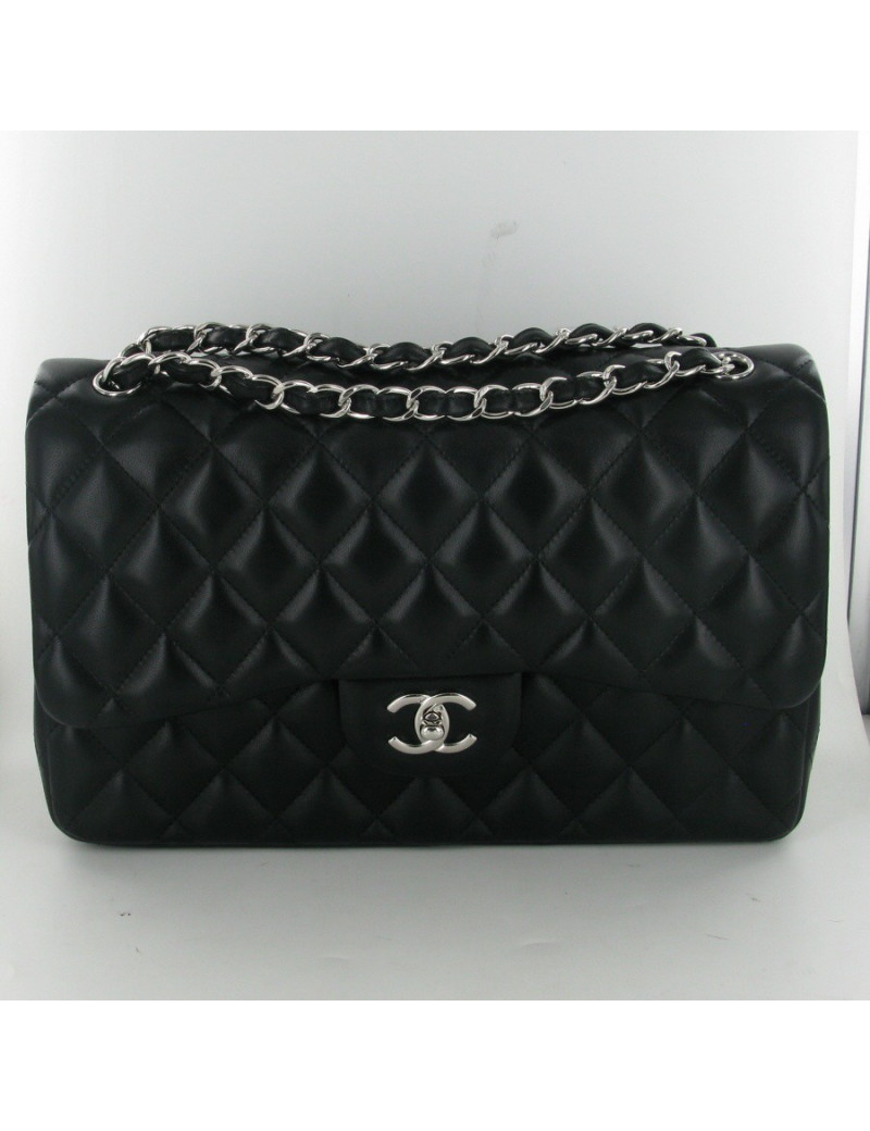 Jumbo cuir noir CHANEL