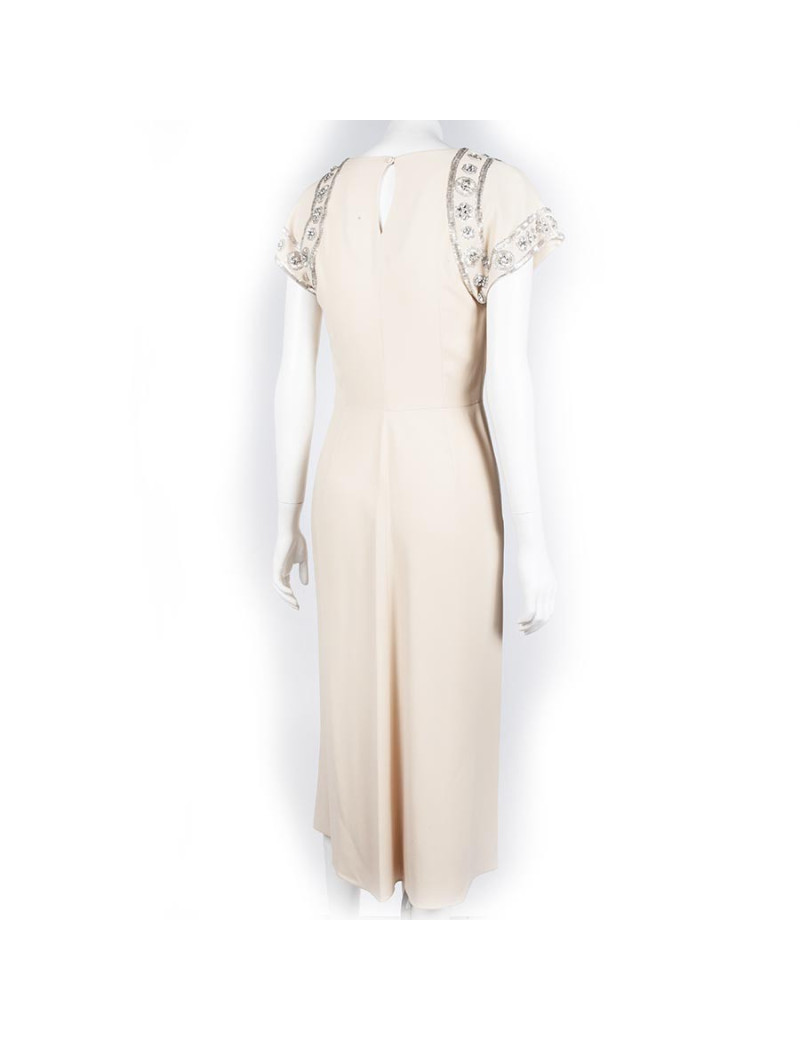 CHRISTIAN DIOR Cocktail Dress in Beige Silk Crepe Size 36FR