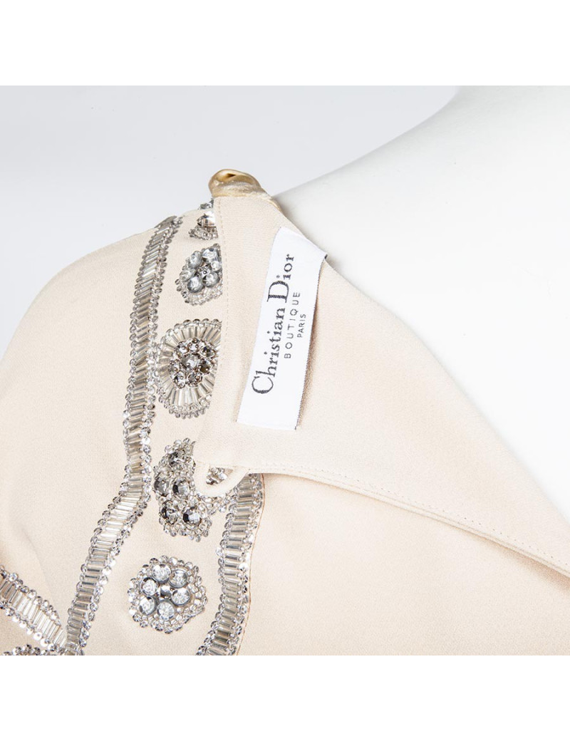 CHRISTIAN DIOR Cocktail Dress in Beige Silk Crepe Size 36FR