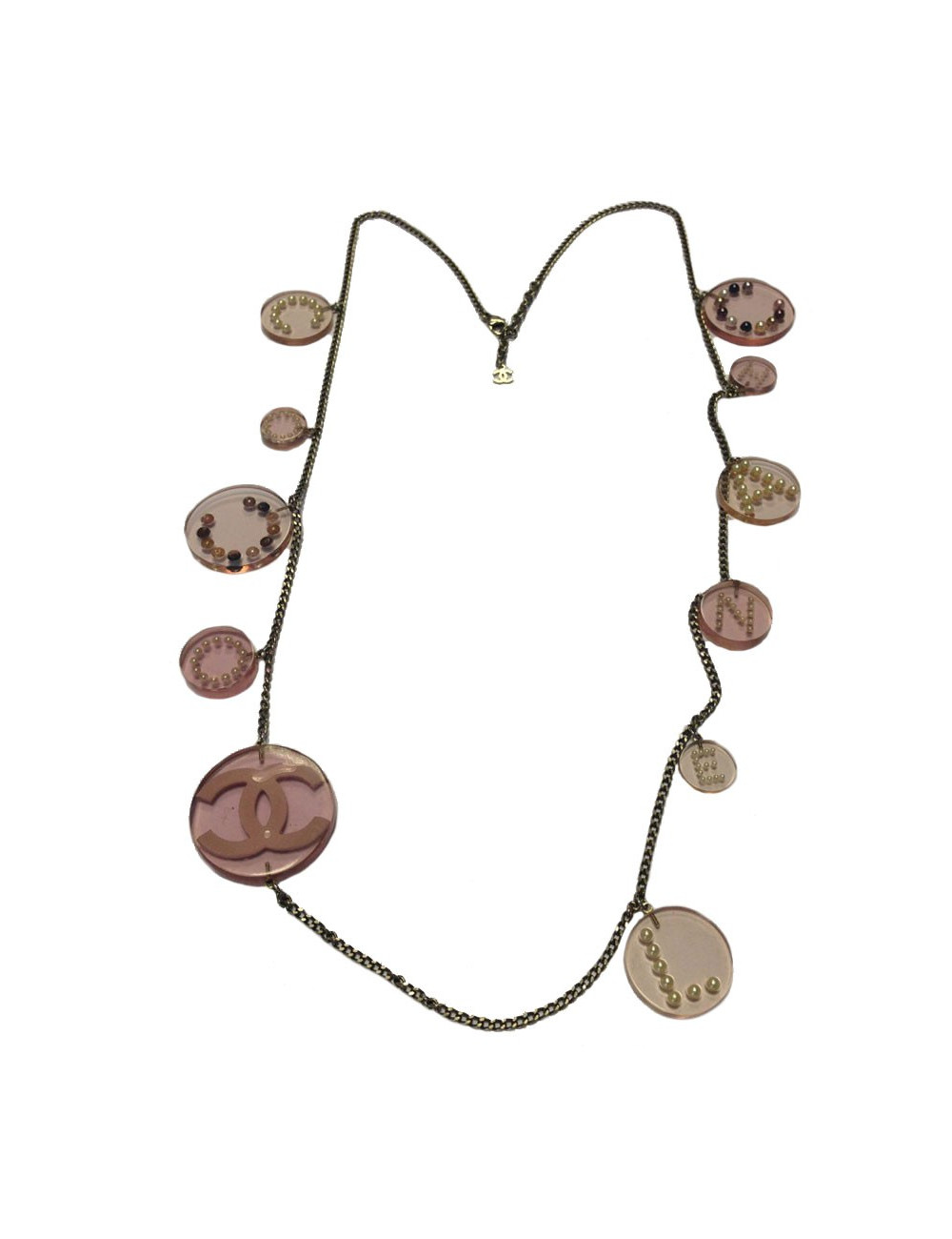 Collier CHANEL en plexi rose