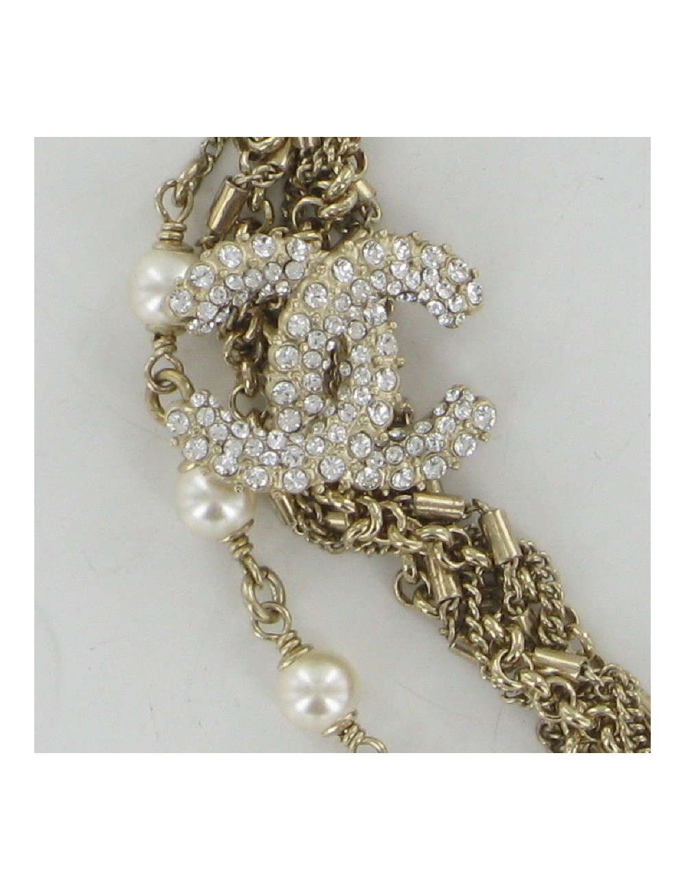 Collier CC strass et perles CHANEL