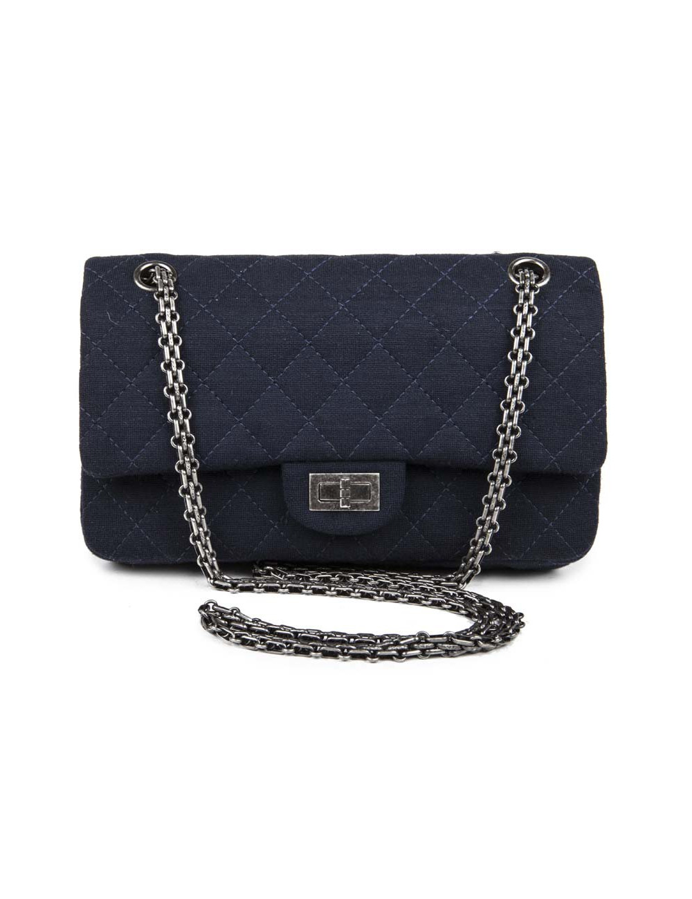 Sac timeless CHANEL jersey bleu