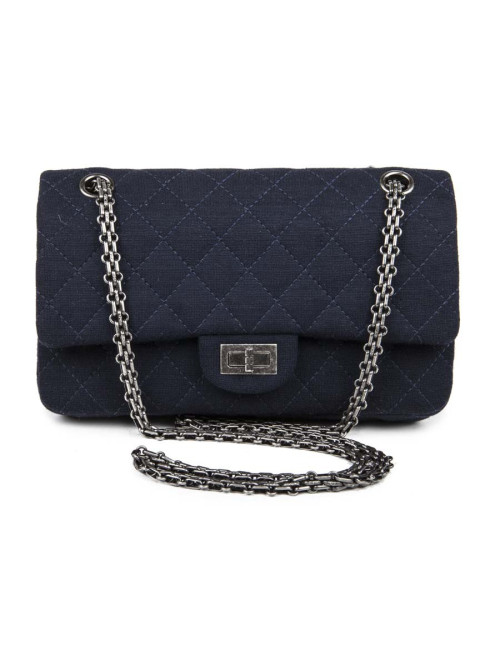 Sac timeless CHANEL jersey bleu