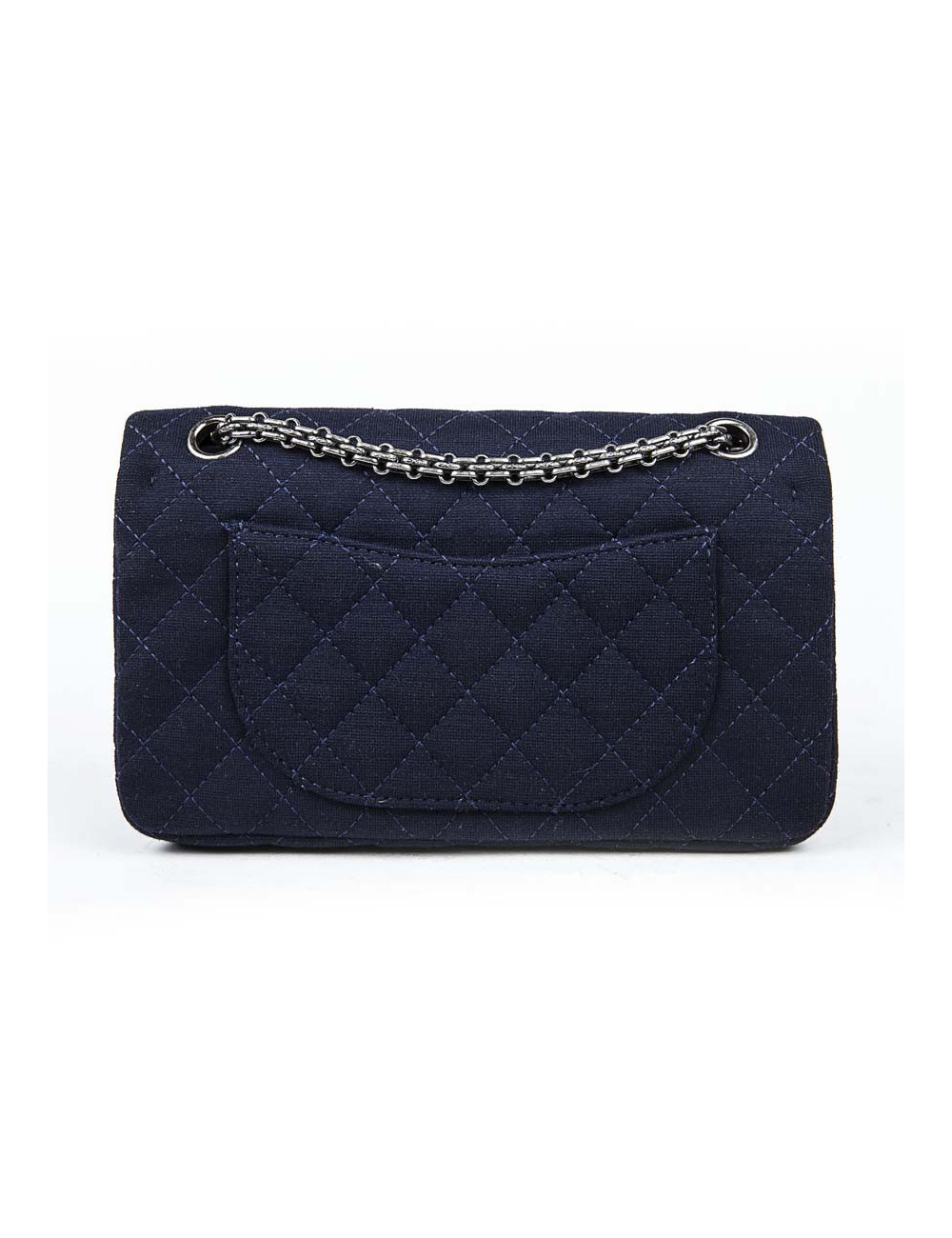Sac timeless CHANEL jersey bleu