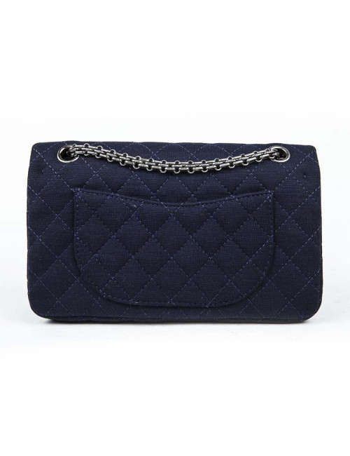 Sac timeless CHANEL jersey bleu