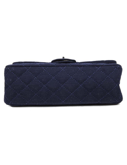Sac timeless CHANEL jersey bleu