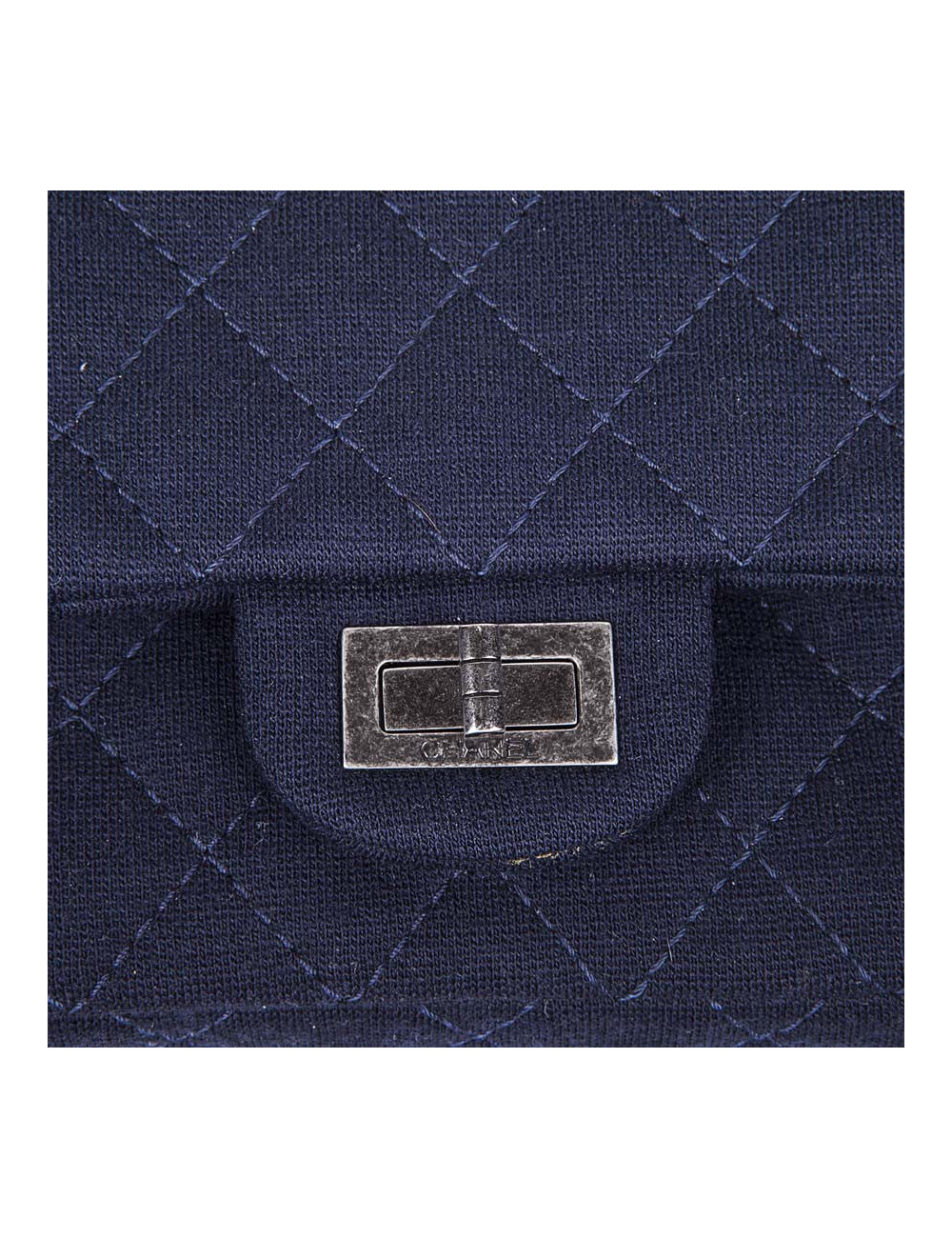 Sac timeless CHANEL jersey bleu
