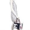 CHANEL bag '5' in navy blue canvas and quilted silver leather