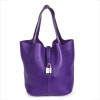 Picotin HERMES leather grained purple GM bag