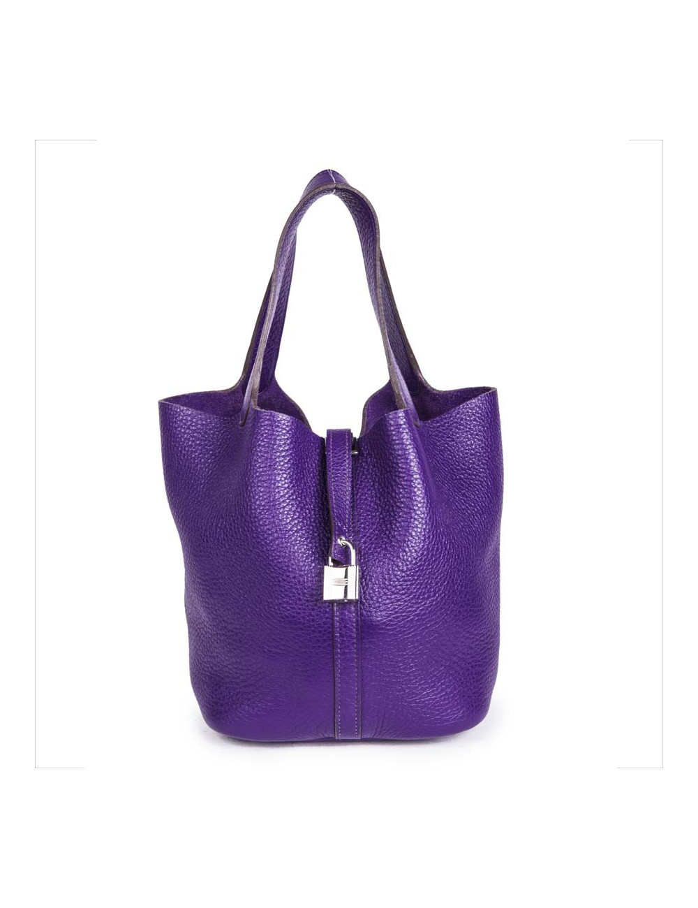 Picotin HERMES leather grained purple GM bag