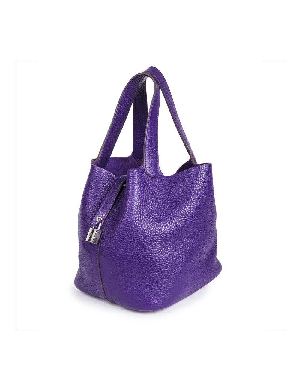 Picotin HERMES leather grained purple GM bag