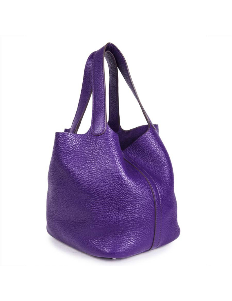 Picotin HERMES leather grained purple GM bag